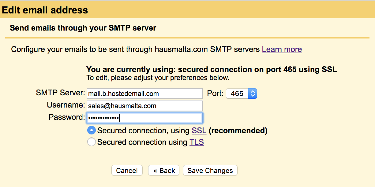 SMTP Server SLL